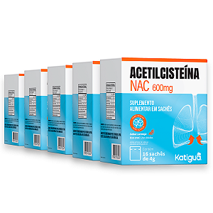 Kit 5 Nac Acetilcisteína Katiguá 600mg Laranja 16 Sachês