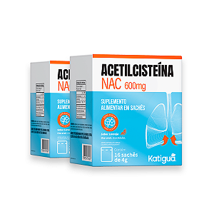 Kit 2 Nac Acetilcisteína Katiguá 600mg Laranja 16 Sachês