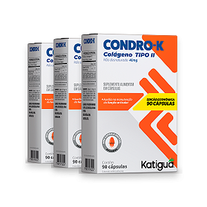 Kit 3 Condro-K Colageno Tipo II Katiguá 40mg 90 Cápsulas