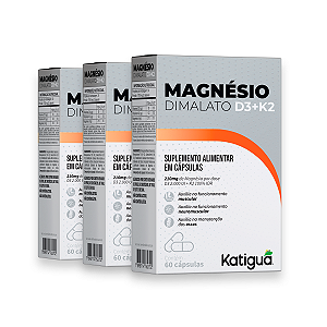 Kit 3 Magnésio Dimalato+D3+K2 Katiguá 60 Cápsulas
