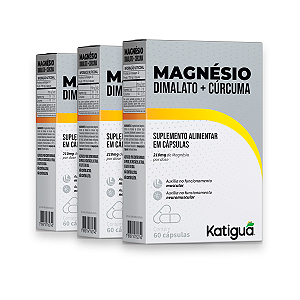 Kit 3 Magnésio Dimalato+Cúrcuma Katiguá 210mg 60 Cápsulas