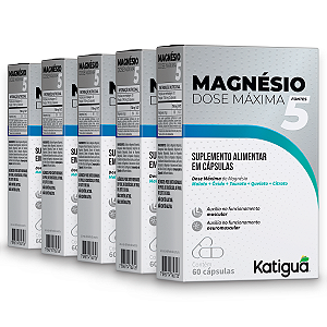 Kit 5 Magnésio 5 Fontes Dose Máx. Katiguá 210mg 60 Cápsulas