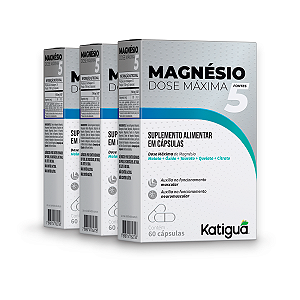 Kit 3 Magnésio 5 Fontes Dose Máx. Katiguá 210mg 60 Cápsulas