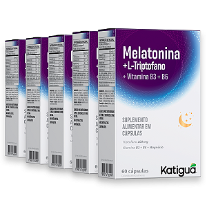 Kit 5 Melatonina+Triptofano Katiguá 500mg 60 Cápsulas