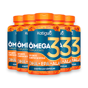 Kit 5 Ômega 3 Tripla Fonte Katiguá 1000mg 120 Cápsulas