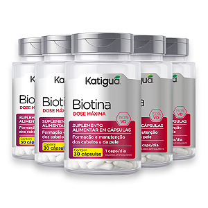 Kit 5 Biotina Dose Máxima Katiguá 500mg 30 Cápsulas