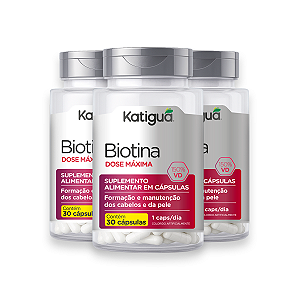 Kit 3 Biotina Dose Máxima Katiguá 500mg 30 Cápsulas