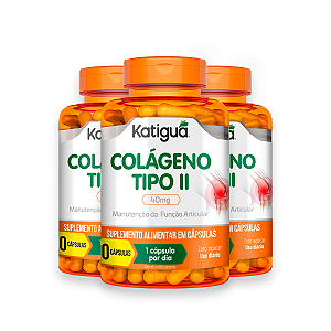 Kit 3 Colágeno Tipo II Katiguá 40mg 90 Cápsulas