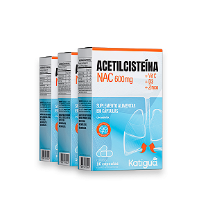 Kit 3 Nac Acetilcisteína Katiguá Vitamina 600mg 16 Cápsulas