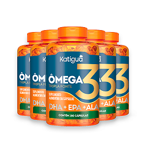 Kit 5 Ômega 3 Tripla Fonte Katiguá 1000mg 180 Cápsulas