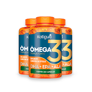 Kit 3 Ômega 3 Tripla Fonte Katiguá 1000mg 180 Cápsulas