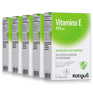 Kit 5 Vitamina E Softgel Katiguá 400mg 30 Cápsulas
