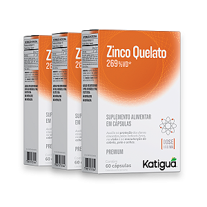Kit 3 Zinco Quelato Dose Máxima Katiguá 60 Cápsulas