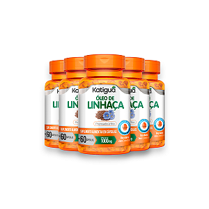 Kit 5 Óleo de Linhaça Katiguá 1000mg 60 Cápsulas