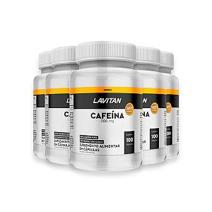 Kit 5 Cafeína Lavitan 200mg 100 Cápsulas