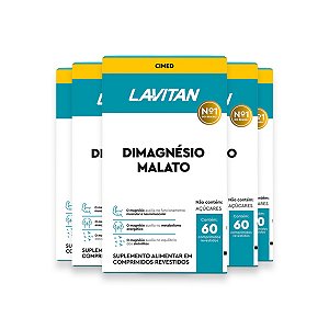 Kit 5 Dimagnésio Malato Lavitan 60 Comprimidos