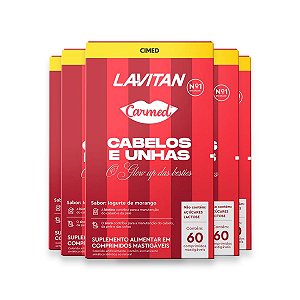 Kit 5 Cabelos e Unhas Lavitan Carmed 60 Comprimidos