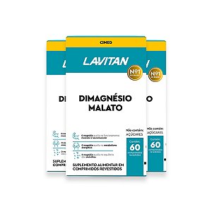 Kit 3 Dimagnésio Malato Lavitan 60 Comprimidos