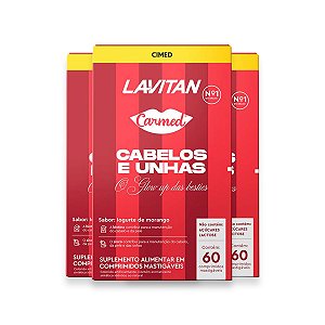 Kit 3 Cabelos e Unhas Lavitan Carmed 60 Comprimidos