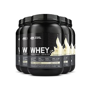 Kit 5 Whey Gourmet Optimum Nutrition Chocolate Branco 900g