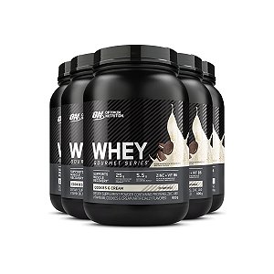 Kit 5 Whey Gourmet Optimum Nutrition Cookies & Cream 900g