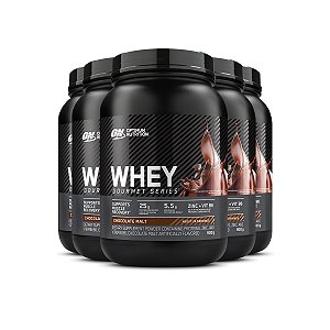 Kit 5 Whey Gourmet Optimum Nutrition Chocolate 900g