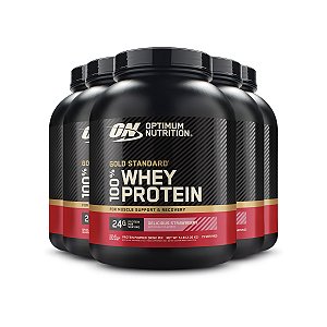 Kit 5 Whey Gold Standard Optimum Nutrition Morango 2.26Kg
