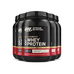 Kit 5 Whey Gold Standard Optimum Nutrition Cookies Cream 837g
