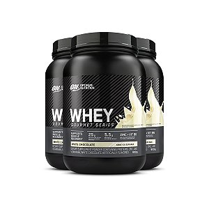 Kit 3 Whey Gourmet Optimum Nutrition Chocolate Branco 900g