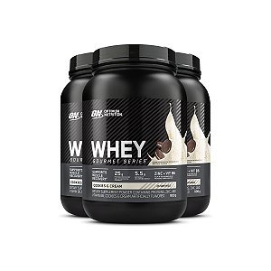 Kit 3 Whey Gourmet Optimum Nutrition Cookies & Cream 900g