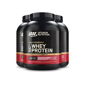 Kit 3 Whey Gold Standard Optimum Nutrition Morango 2.26Kg