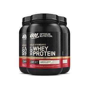 Kit 3 Whey Gold Standard Optimum Nutrition Cookies Cream 837g