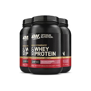 Kit 3 Whey Gold Standard Optimum Nutrition Morango 907g