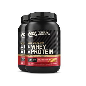 Kit 2 Whey Gold Standard Optimum Nutrition Banana Morango 907g
