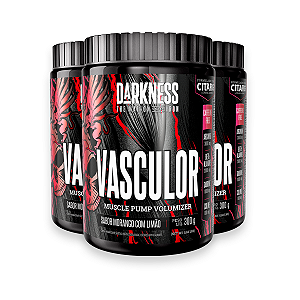 Kit 3 Pré Treino Vasculor Powder Darkness Morango com Limão 300g