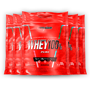 Kit 5 Whey Protein 100% Puro Integral Medica Morango 900g