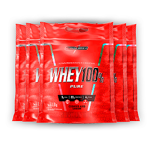 Kit 5 Whey Protein 100%Puro Integral Medica Cookies Cream 1.8Kg