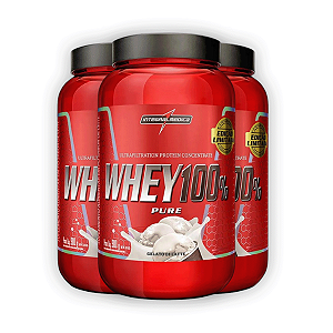 Kit 3 Whey Protein 100% Puro Integral Medica Gelato Di Latte 900g