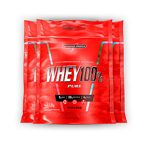 Kit 3 Whey Protein 100% Puro Integral Medica Morango 1.8Kg