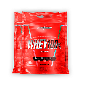 Kit 2 Whey Protein 100% Puro Integral Medica Morango 1.8Kg