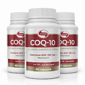 KIT 3 COQ-10 Vitafor Coenzima Q10 100mg e Vit.E 60 Caps