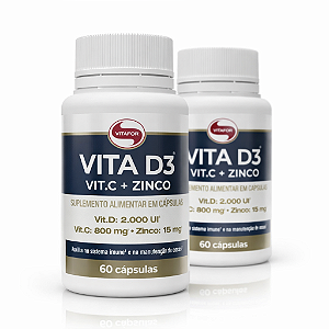 KIT 2 VITA D3 VIT.C E ZINCO Vitafor 60Caps