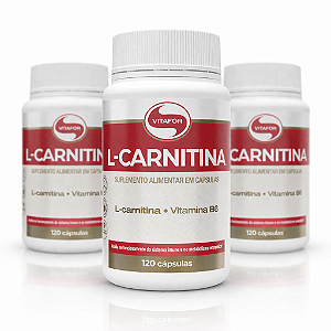 KIT 3 L-CARNITINA Vitafor L-carnitina e Vitamina B6 120Caps