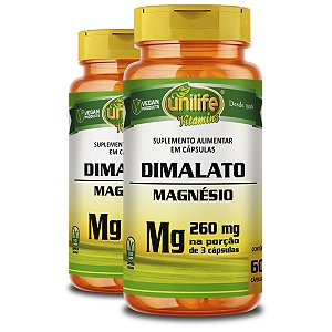 Kit 2 Magnésio Dimalato 260mg Unilife 60 Cápsulas