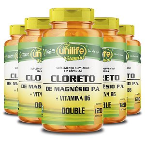 Kit 5 Cloreto de Magnésio P.A Unilife 120 cápsulas