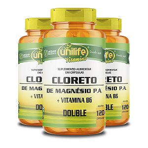 Kit 3 Cloreto de Magnésio P.A Unilife 120 cápsulas