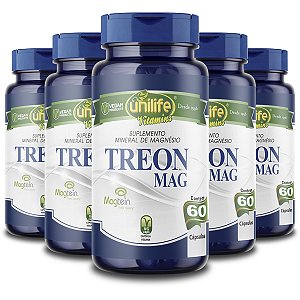 Kit 5 Magnésio Treonato Treonato Mag Unilife 60 Cápsulas