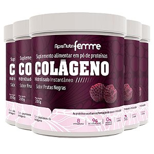 Kit 5 Colágeno Hidrolisado Beauty Complex Apisnutri 200g Frutas Roxas