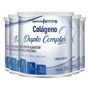 Kit 5 Colágeno Duplo Complex Tipo 2 + Tipo 1 Apisnutri 200g Natural