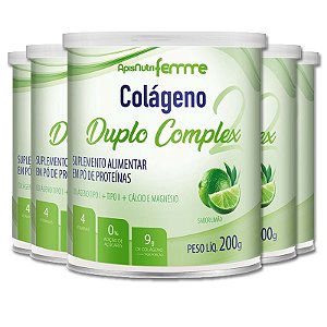 Kit 5 Colágeno Duplo Complex Tipo 2 + Tipo 1 Apisnutri 200g Limão